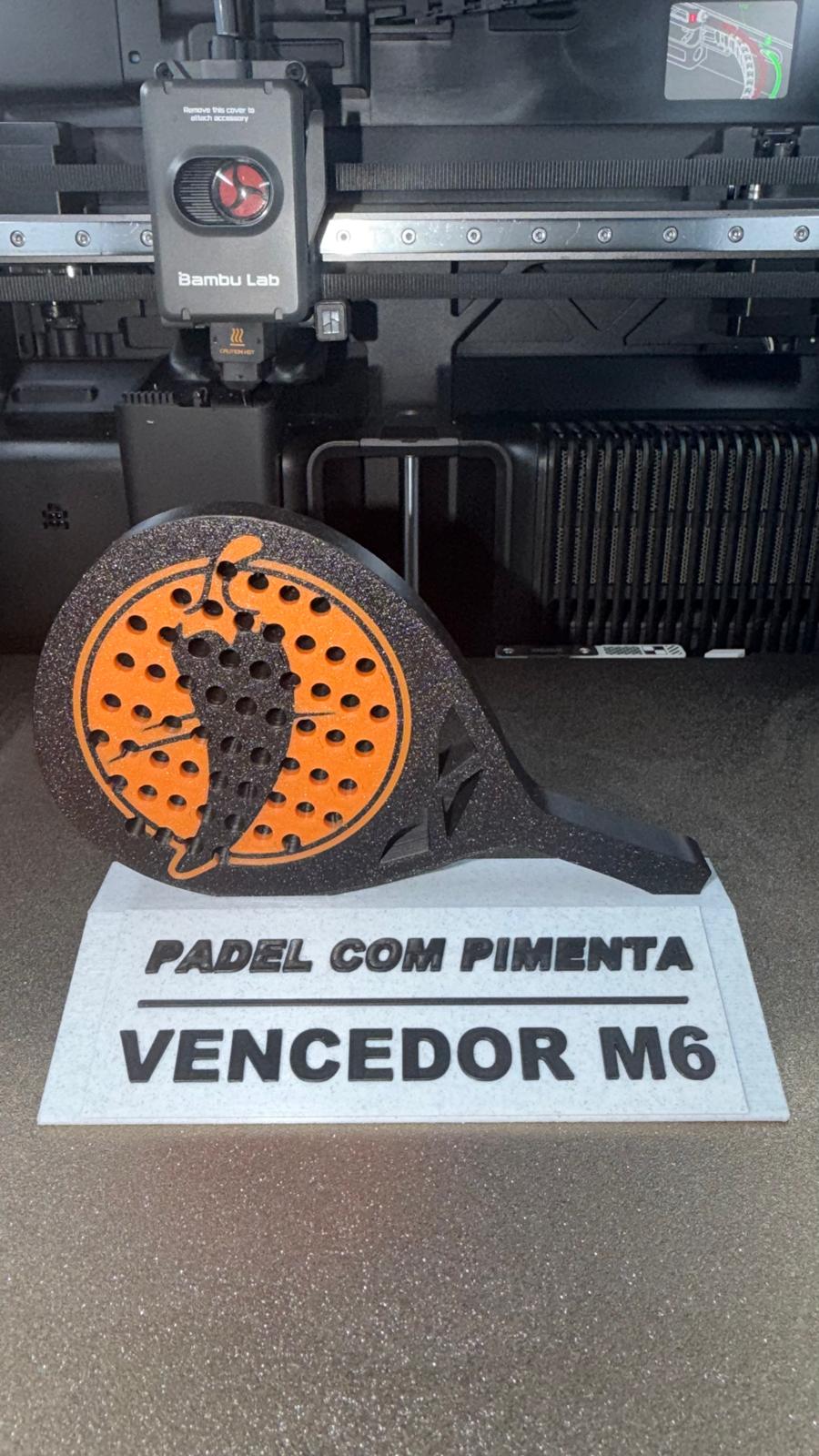 Troféu personalizado em forma de raquete de padel